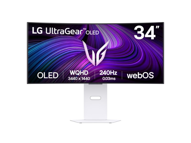 Màn hình cong LG OLED Gaming 34GX90SA-W 34inch QHD (3440x1440),  240hz,  0.03ms,  Cong 800R,  Loa tích hợp 7W ×2,  HDMI,  DisplayPort 1.4,  USB-C,  RJ-45,  USB Downstream/Upstream,  Headphone out
