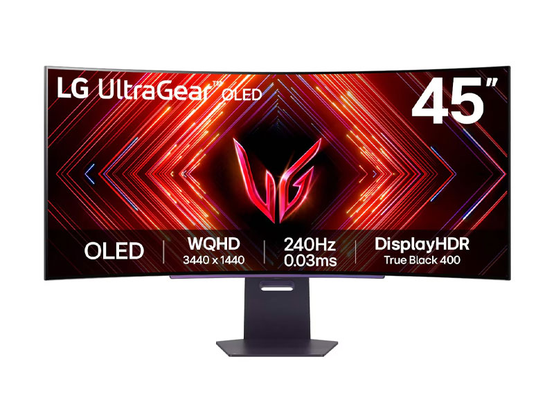 Màn Hình Gaming LG UltraGear 45GS95QE-B (44.5 inch - WQHD - OLED - 240Hz - 0.03ms - Cong) 2x HDMI 2.1,  1x DisplayPort 1.4,  1x USB 3.0 chiều lên,  2 X USB 3.0 chiều xuống,  đầu ra tai nghe