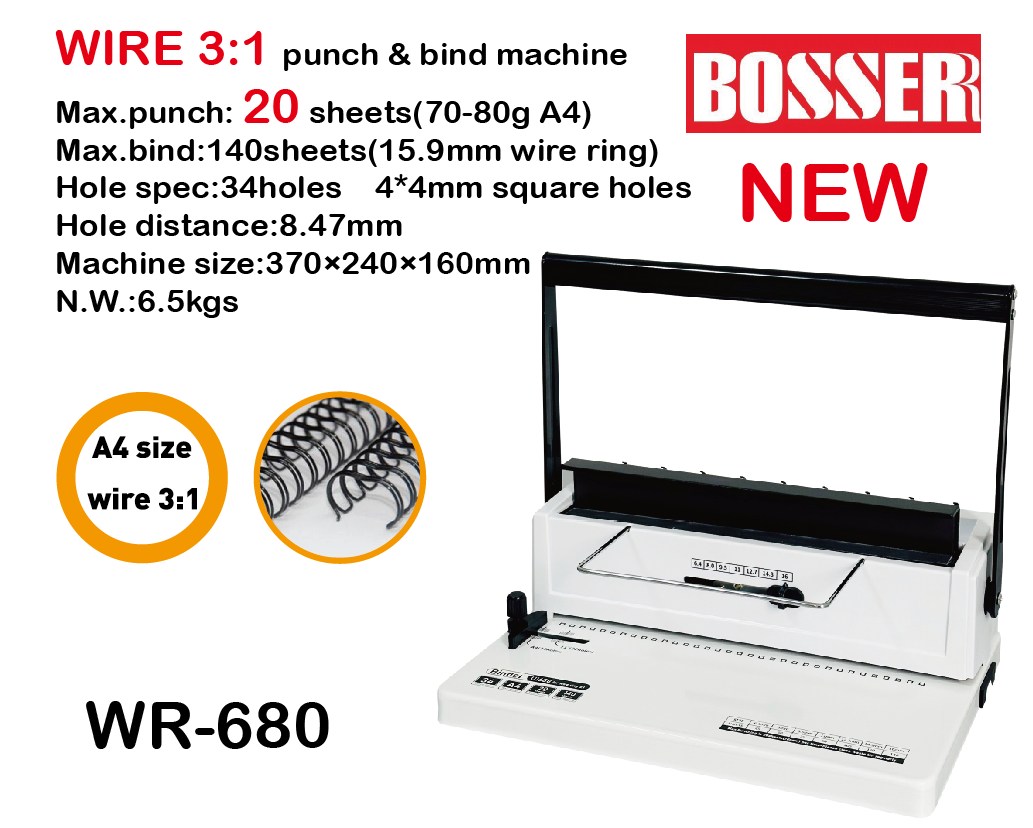 Máy Đóng Sách Lò Xo Kẽm BOSSER WR-680