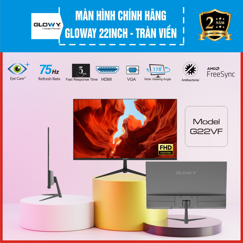 Màn hình vi tính LCD 22inch GLOWY G22VF / GLW22 (1920x1080p,  75Hz,  6ms,  VGA + DC+HDMI)