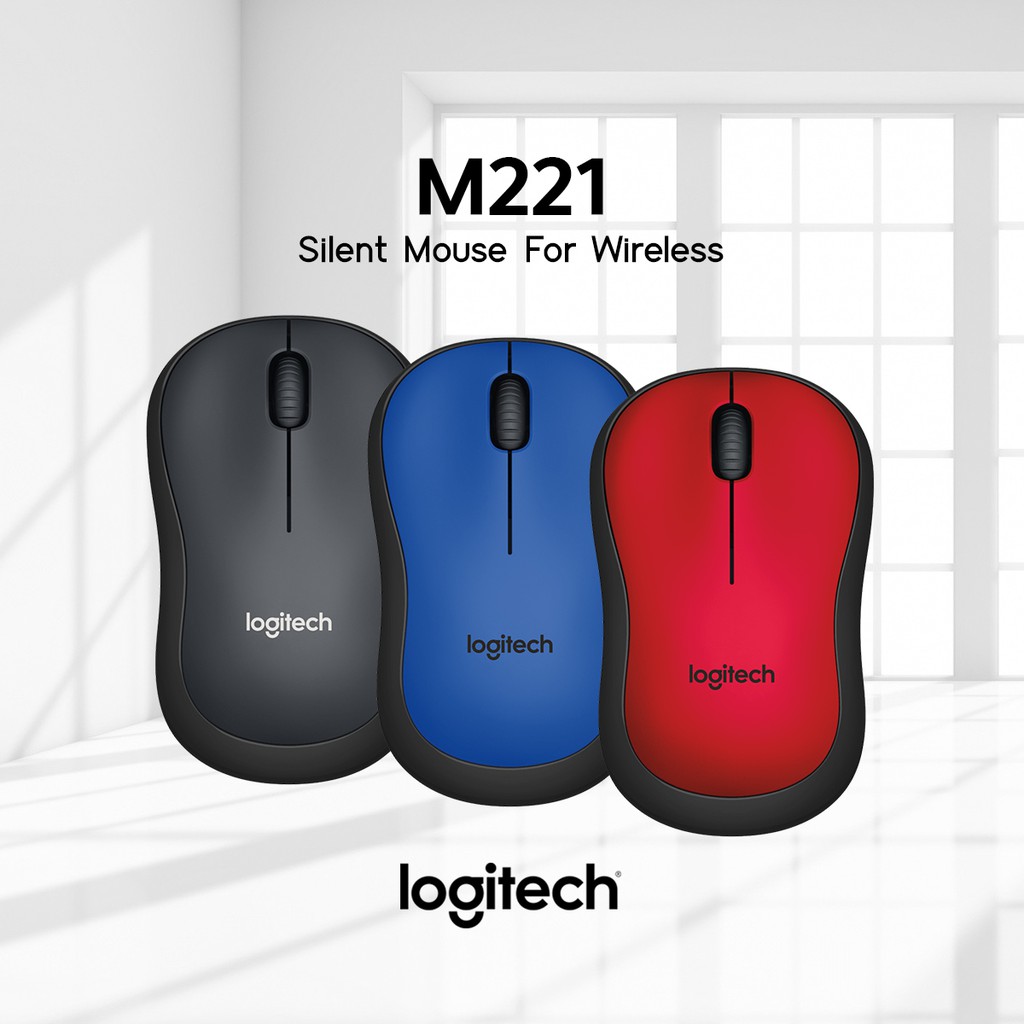 Chuột không dây Logitech M221 SILENT (đỏ,  xanh,  xám)