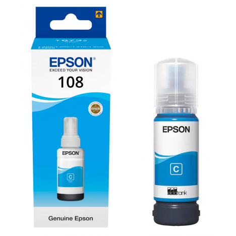 Mực máy in Epson L8050 C13T09C24A Epson 108 EcoTank Cyan Ink Bottle - chính hãng