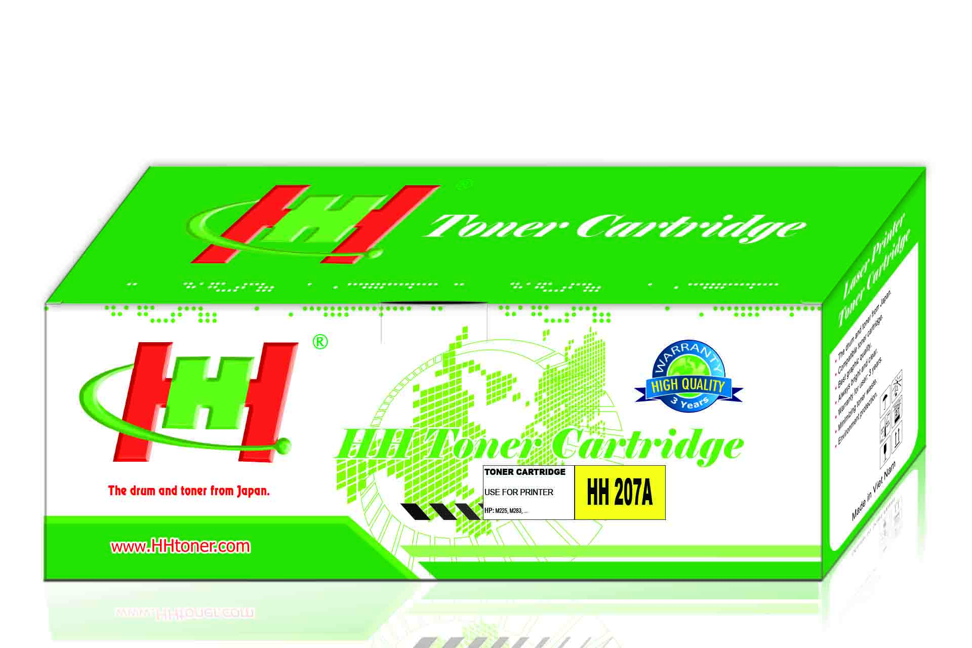 Mực máy in laser màu HP M255 M283 W2212A HH 207A Yellow