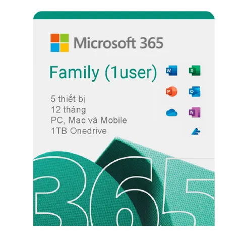 Phần mềm Microsoft Office 365 Family (6GQ-01896)  6user,  5thiết bị/1user,  oneDrive 6TB,  1Yr