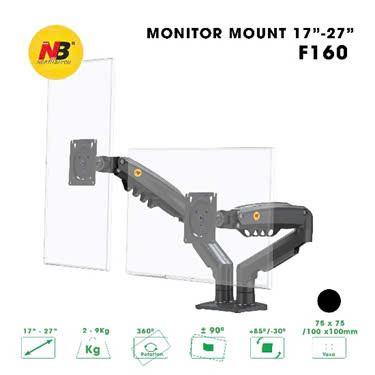 Giá đỡ Màn Hình Arm Monitor NB-F160 Đen Xám 17-27 inch (Treo 2 màn hình)