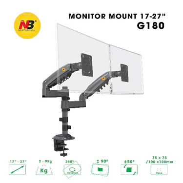 Giá đỡ Màn Hình Arm Monitor NB-H180 Đen Xám 17-27inch ( đỡ 2 màn hình)