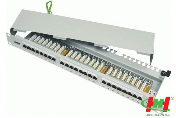 Patch panel 24 port CAT.5e Pro Fully shielded,  19" rackmount,  Krone type