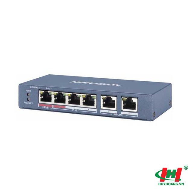 Switch HIKVISION 4 cổng POE DS-3E0106P-E/M (4 cổng PoE,  2 cổng uplink 10/100Mbps)