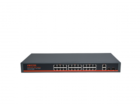 Switch 24 cổng PoE Gigabit APTEK SG1244P - chuyên cho thiết bị PoE,  mạng Wi-Fi tốc độ cao
