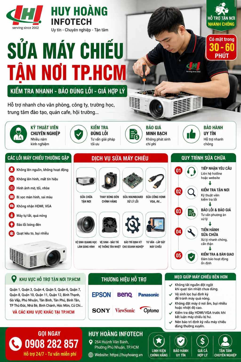 Sửa máy chiếu tận nơi TP.HCM uy tín