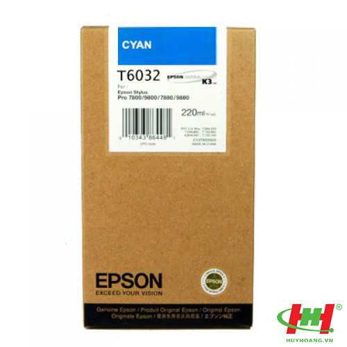 Mực in Epson T6032 Vivid Cyan Cartridge (220ml) (C13T603200)