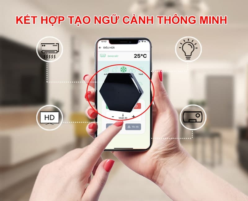 Bộ điều khiển hồng ngoại wifi Hunonic IR Smart, điều khiển Tivi, Điều Hoà qua điện thoại 10 tao ngu canh 800x650 min