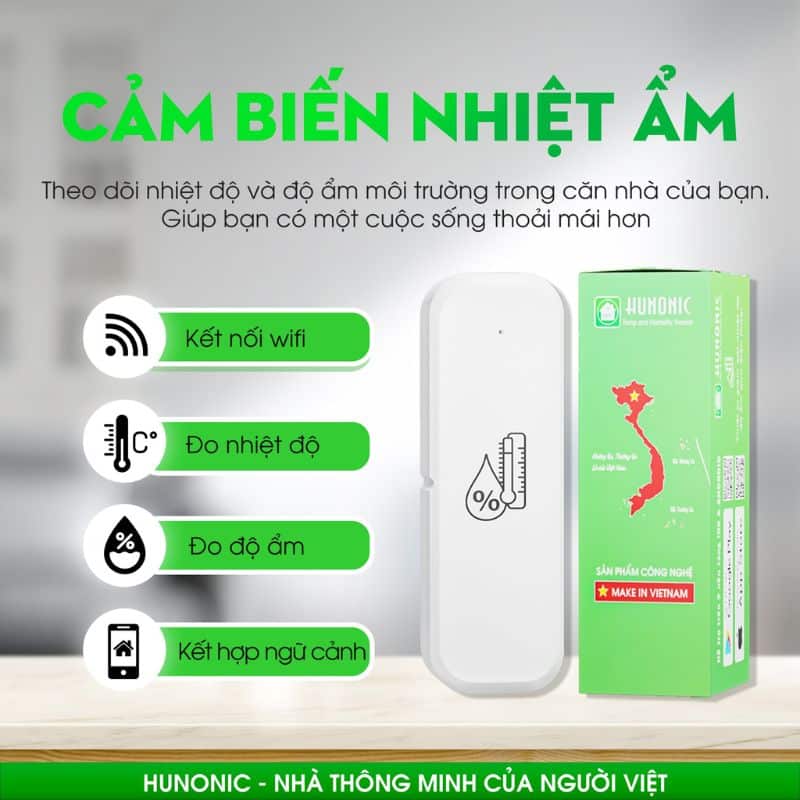 tinh nang cam bien nhiet am03 Cảm Biến Nhiệt Ẩm Wifi Hunonic 8