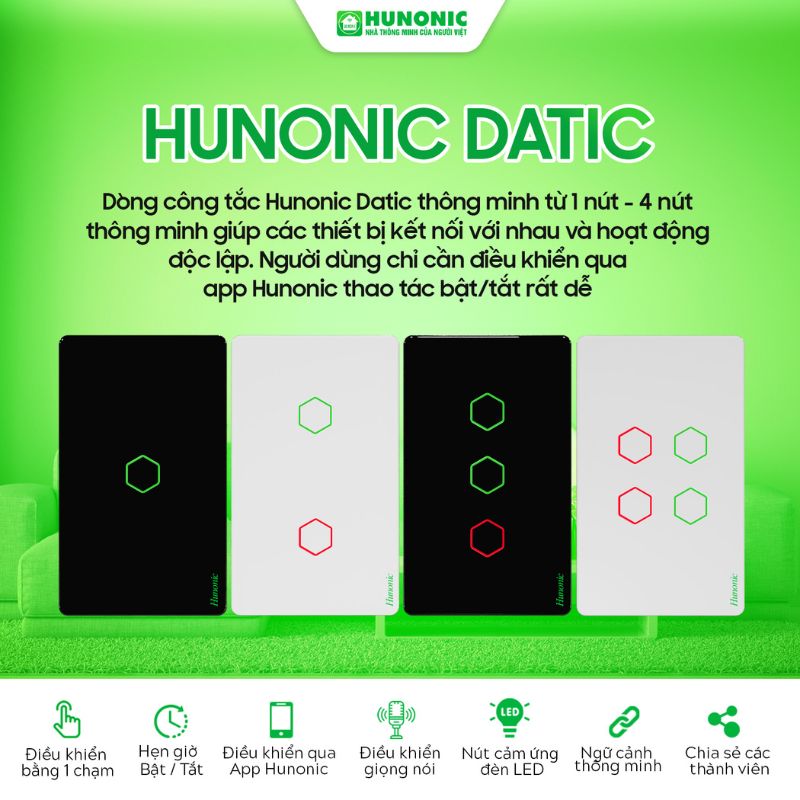 tính năng công tắc hunonic datic  Công Tắc Cảm Ứng 2 Nút Wifi Hunonic Datic Màu Đen 9