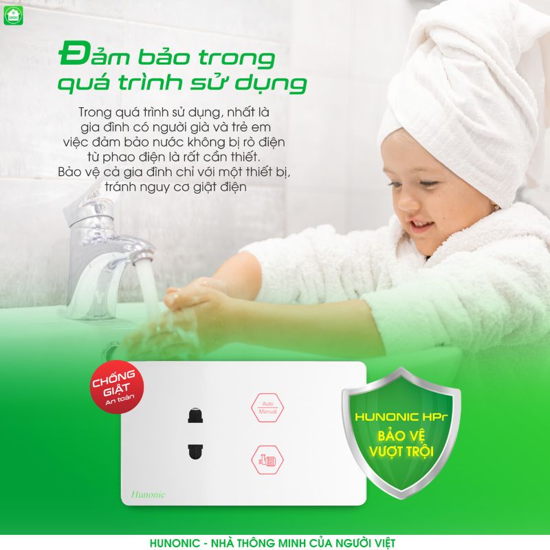 tinh nang o cam may bom sps1 Ổ Cắm Máy Bơm Chống Giật An Toàn Hunonic SPS 10