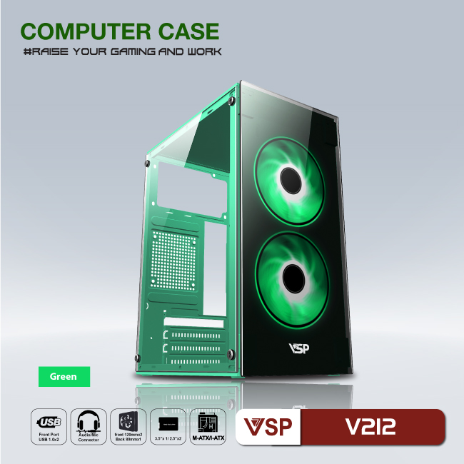 Case VSP home and Gaming V212 - Green