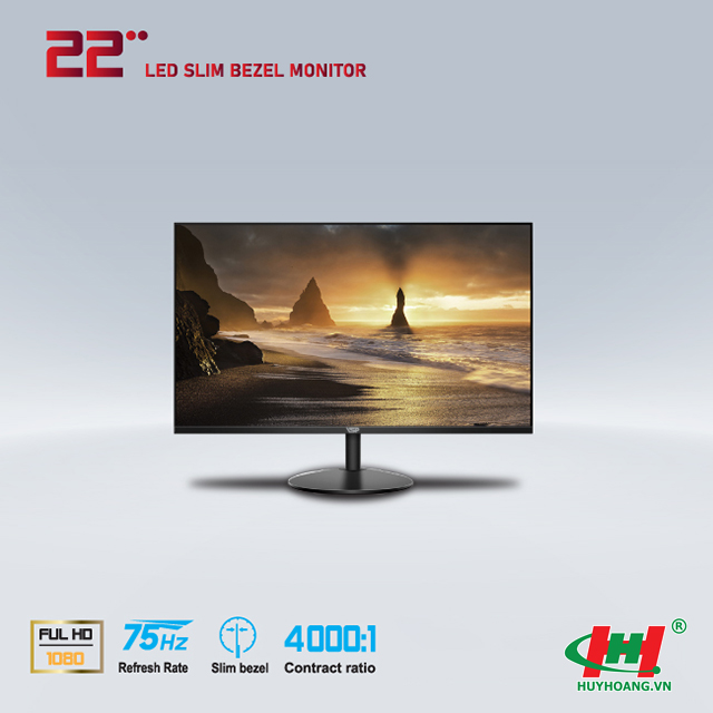Màn hình LCD LED VSP 22inch tràn viền V2203H - Black 1920x1080,  75Hz,  5ms,  VGA/ HDMI