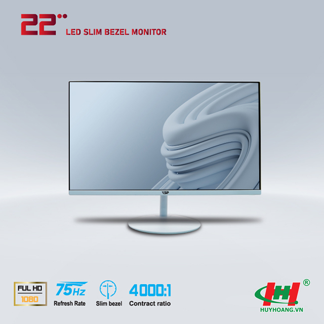 Màn hình LCD LED VSP 22inch tràn viền V2203H - White 1920x1080,  75Hz,  5ms,  VGA/ HDMI
