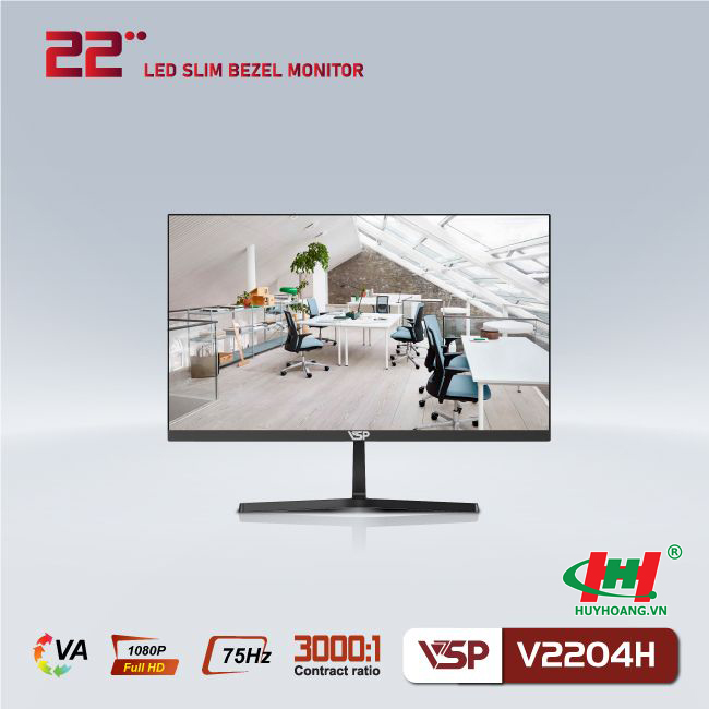 Màn hình VSP 22 inch V2204H Black Full HD,  VA,  100Hz,  2ms,  phẳng,  HDMI,  VGA