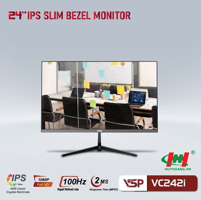 Màn hình vi tính VSP IPS 24inch VC242i - 100Hz - 2Ms - IPS - HDMI x1; DP x1 - Đen