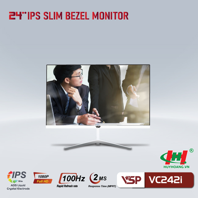 Màn hình vi tính VSP IPS 24inch VC242i - 100Hz - 2Ms - IPS - HDMI x 1; DP x 1 - Trắng