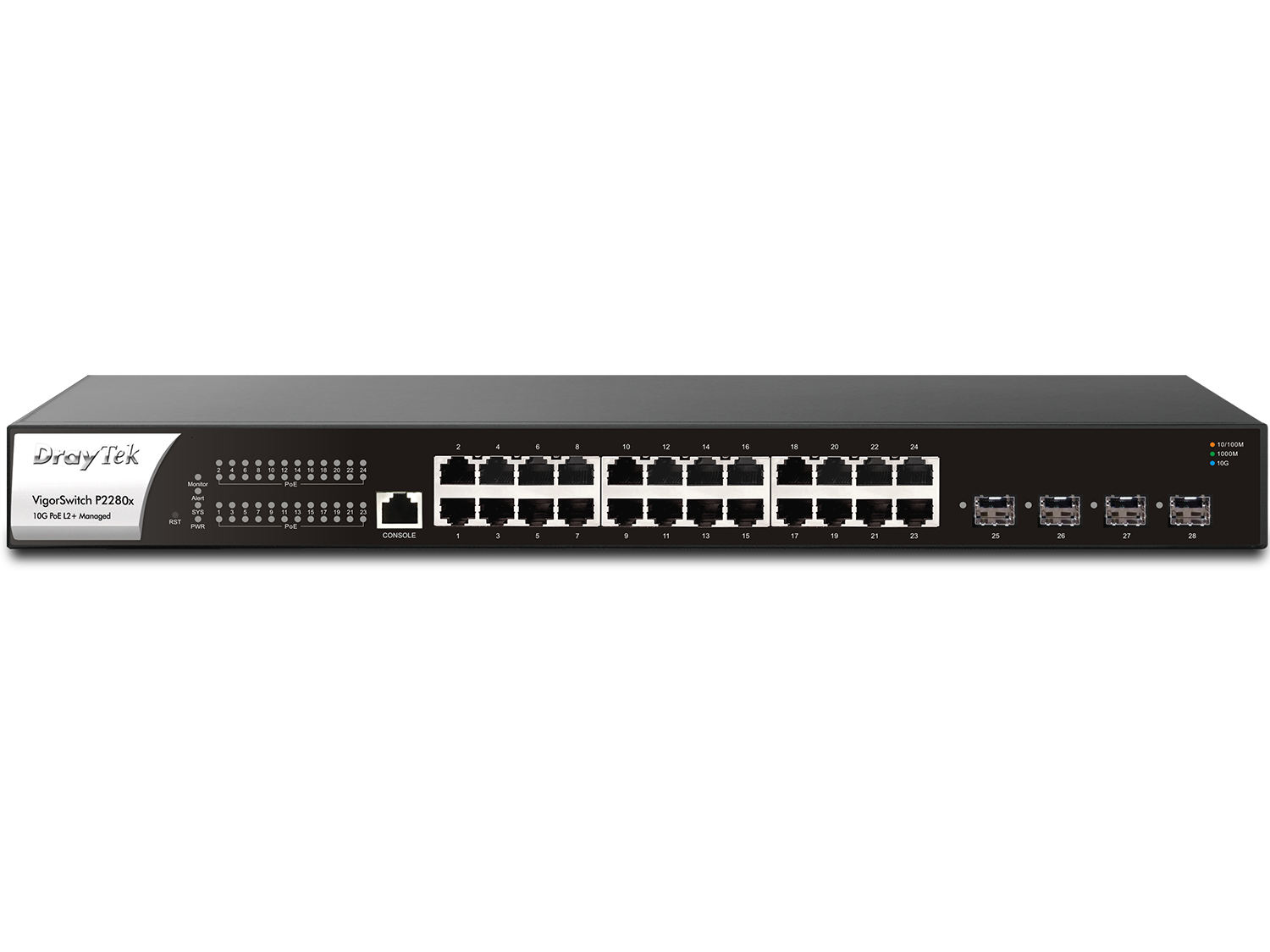 Switch Draytek VigorSwitch P2280X - 24 Port Gigabit PoE L2+ Managed Switch with 4 slot SFP+ 10G uplink port