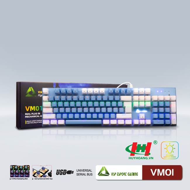 Bàn phím VSP eSport Gaming VM01 - WHITE BLUE