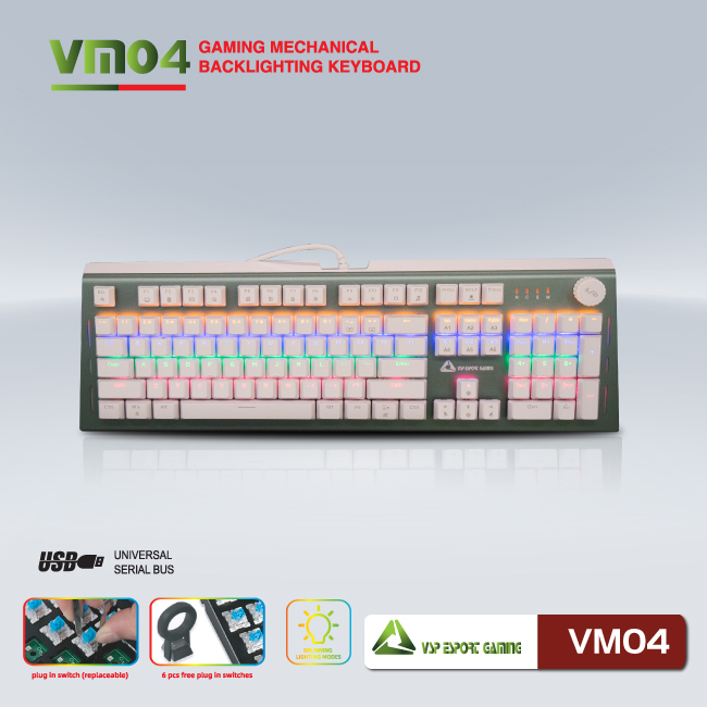 Bàn phím VSP eSport Gaming VM04 - White